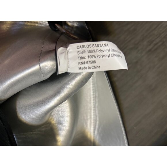 Carlos Santana Womens Purse Shoulder Bag Black Faux Leather Studded Bottom Studs - Picture 8 of 8